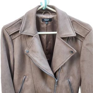 Premise Studio Faux-leather Biker Jacket Tan Size Large